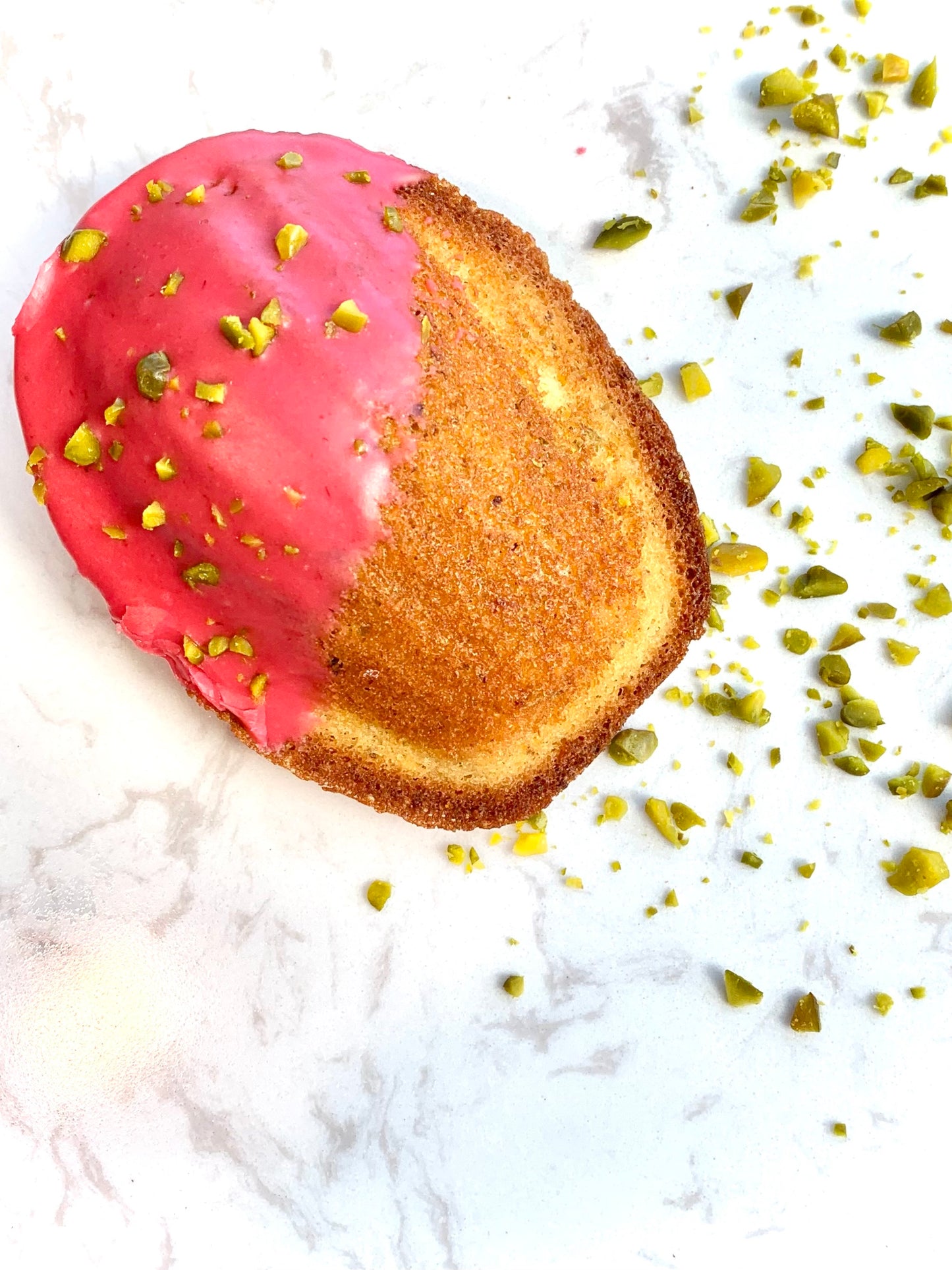 Raspberry Glazed Pistachio Madeleines